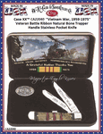 WR Case & Sons Cutlery CA22040 CaseXX Vietnam War Embellished Natural Bone Handle wColor Wash Clip Spey Blades Trapper Knife Gift Set