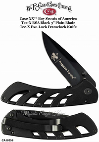 WR Case & Son's Cutlery CA18059 Case XX™ Boy Scouts Black Stainless Steel Tec-X Exo-Lock Framelock Black 3" Plain Pocket Knife WR Case & Son's Cutlery CA18059 Case XX™ Boy Scouts Black Stainless Steel Tec-X Exo-Lock Framelock Black 3" Plain Pocket Knife