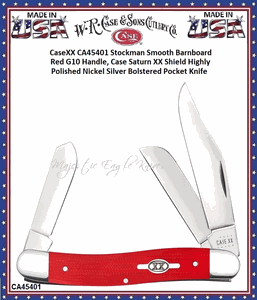 WR Case & Sons Cutlery CA45401 Case XX� Stockman Smooth Red G-10 Handle Case Saturn XX Shield The Bolsters are Highly Polished Nickel Silver Pocket Knife 