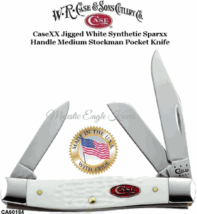 WR Case & Sons Cutlery CA60184 CASE XX Jigged White Delrin Handle Medium Stockman Knife