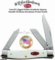 WR Case & Sons Cutlery CA60184 CASE XX Jigged White Delrin Handle Medium Stockman Knife