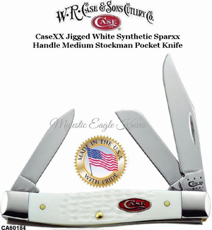 WR Case & Sons Cutlery CA60184 CASE XX Jigged White Delrin Handle Medium Stockman Knife WR Case & Sons Cutlery CA60184 CASE XX Jigged White Delrin Handle Medium Stockman Knife