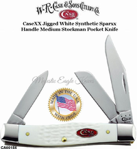 WR Case & Sons Cutlery CA60184 CASE XX Jigged White Delrin Handle Medium Stockman Knife
