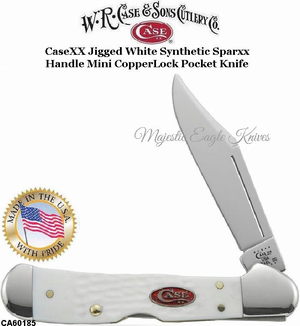 WR Case & Sons Cutlery CA60185 CASE Jigged White Delrin Handle Mini Copperlock WR Case & Sons Cutlery CA60185 CASE Jigged White Delrin Handle Mini Copperlock