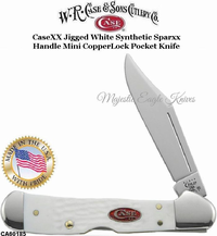 WR Case & Sons Cutlery CA60185 CASE Jigged White Delrin Handle Mini Copperlock