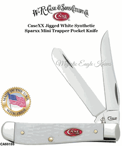 WR Case & Sons Cutlery CA60186 CASE Jigged White Delrin Handle Mini Trapper Knife