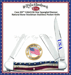 WR Case & Sons Cutlery CA64136 Star Spangle Patriotic Bone Medium Stockman Knife