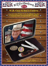 WR Case & SonS Cutlery CA7444 Case XX John Wayne Commemorative Barnboard Dark Red Trapper Pocket Knife Gift Box WR Case & SonS Cutlery CA7444 Case XX John Wayne Commemorative Barnboard Dark Red Trapper Pocket Knife Gift Box