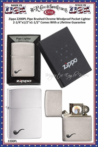 Zippo Windproof Lighter Z200PL Zippo Pipe Brushed Chrome Windproof Pocket Lighter 2-1/4"x1/2"x1-1/2" Comes With a Lifetime Guarantee Zippo Windproof Lighter Z200PL Zippo Pipe Brushed Chrome Windproof Pocket Lighter 2-1/4"x1/2"x1-1/2" Comes With a Lifetime Guarantee