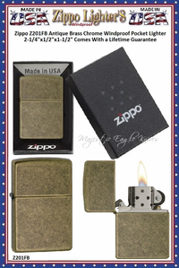 Zippo Windproof Lighter Z201FB Zippo Antique Brass Windproof Pocket Lighter 2-1/4"x1/2"x1-1/2" Comes With a Lifetime Guarantee Zippo Windproof Lighter Z201FB Zippo Antique Brass Windproof Pocket Lighter 2-1/4"x1/2"x1-1/2" Comes With a Lifetime Guarantee