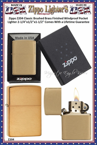 Zippo Windproof Lighter Z204 Zippo Classic Brushed Brass Finished Windproof Pocket Lighter 2-1/4"x1/2"x1-1/2" Comes With a Lifetime Guarantee Zippo Windproof Lighter Z204 Zippo Classic Brushed Brass Finished Windproof Pocket Lighter 2-1/4"x1/2"x1-1/2" Comes With a Lifetime Guarantee