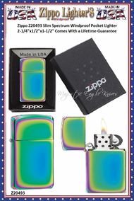 Zippo Windproof Lighter Z20493 Zippo Slim Spectrum Windproof Pocket Lighter 2-1/4"x1/2"x1-1/2" Comes With a Lifetime Guarantee Zippo Windproof Lighter Z20493 Zippo Slim Spectrum Windproof Pocket Lighter 2-1/4"x1/2"x1-1/2" Comes With a Lifetime Guarantee