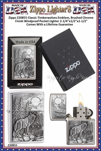 Zippo Windproof Lighter Z20855 Zippo Timberwolves Emblem Brushed Chrome Windproof Pocket Lighter 2-1/4"x1/2"x1-1/2" Comes With a Lifetime Guarantee Zippo Windproof Lighter Z20855 Zippo Timberwolves Emblem Brushed Chrome Windproof Pocket Lighter 2-1/4"x1/2"x1-1/2" Comes With a Lifetime Guarantee
