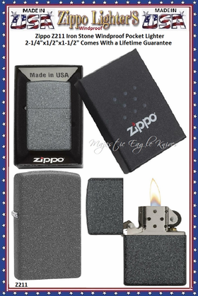 Zippo Windproof Lighter Z211 Zippo Iron Stone Windproof Pocket Lighter 2-1/4"x1/2"x1-1/2" Comes With a Lifetime Guarantee Zippo Windproof Lighter Z211 Zippo Iron Stone Windproof Pocket Lighter 2-1/4"x1/2"x1-1/2" Comes With a Lifetime Guarantee