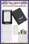 Zippo Windproof Lighter Z214 Zippo Classic White Matte Finished Windproof Pocket Lighter 2-1/4"x1/2"x1-1/2" Comes With a Lifetime Guarantee    
