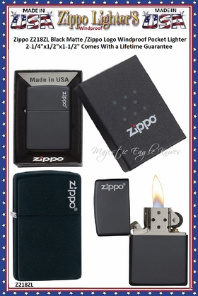 Zippo Windproof Lighter Z218ZL Zippo Black Matte /Zippo Logo Windproof Pocket Lighter 2-1/4"x1/2"x1-1/2" Comes With a Lifetime Guarantee Zippo Windproof Lighter Z218ZL Zippo Black Matte /Zippo Logo Windproof Pocket Lighter 2-1/4"x1/2"x1-1/2" Comes With a Lifetime Guarantee
