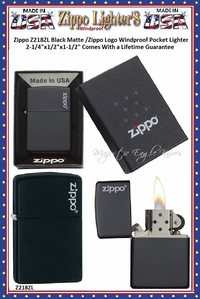 Zippo Windproof Lighter Z218ZL Zippo Black Matte /Zippo Logo Windproof Pocket Lighter 2-1/4"x1/2"x1-1/2" Comes With a Lifetime Guarantee Zippo Windproof Lighter Z218ZL Zippo Black Matte /Zippo Logo Windproof Pocket Lighter 2-1/4"x1/2"x1-1/2" Comes With a Lifetime Guarantee