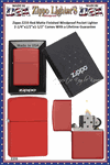 Zippo Windproof Lighter Z233 Zippo Red Matte Finished Windproof Pocket Lighter 2-1/4"x1/2"x1-1/2" Comes With a Lifetime Guarantee      