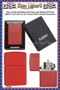 Zippo Windproof Lighter Z233ZL Zippo Red Matte with Zippo Logo Windproof Pocket Lighter 2-1/4"x1/2"x1-1/2" Comes With a Lifetime Guarantee Zippo Windproof Lighter Z233ZL Zippo Red Matte with Zippo Logo Windproof Pocket Lighter 2-1/4"x1/2"x1-1/2" Comes With a Lifetime Guarantee