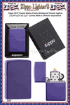 Zippo Windproof Lighter Z237 Zippo Purple Matte Finished Windproof Pocket Lighter 2-1/4"x1/2"x1-1/2" Comes With a Lifetime Guarantee  