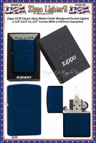 Zippo Windproof Lighter Z239 Zippo Classic Navy Matte Finished Windproof Pocket Lighter 2-1/4"x1/2"x1-1/2" Comes With a Lifetime Guarantee Zippo Windproof Lighter Z239 Zippo Classic Navy Matte Finished Windproof Pocket Lighter 2-1/4"x1/2"x1-1/2" Comes With a Lifetime Guarantee
