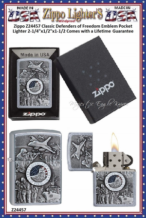 Zippo Windproof Lighter Z24457 Zippo Joined Forces Emblem Design w/Street Chrome Finish Windproof Pocket Lighter 2-1/4"x1/2"x1-1/2" Comes With a Lifetime Guarantee Zippo Windproof Lighter Z24457 Zippo Joined Forces Emblem Design w/Street Chrome Finish Windproof Pocket Lighter 2-1/4"x1/2"x1-1/2" Comes With a Lifetime Guarantee
