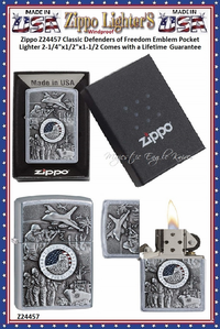Zippo Windproof Lighter Z24457 Zippo Joined Forces Emblem Design w/Street Chrome Finish Windproof Pocket Lighter 2-1/4"x1/2"x1-1/2" Comes With a Lifetime Guarantee Zippo Windproof Lighter Z24457 Zippo Joined Forces Emblem Design w/Street Chrome Finish Windproof Pocket Lighter 2-1/4"x1/2"x1-1/2" Comes With a Lifetime Guarantee