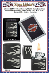 Zippo Windproof Lighter Z24951 Zippo Tattoo Flame High Polish Ebony Black Mirror Finish Design Windproof Pocket Lighter 2-1/4"x1/2"x1-1/2" Comes With a Lifetime Guarantee Zippo Windproof Lighter Z24951 Zippo Tattoo Flame High Polish Ebony Black Mirror Finish Design Windproof Pocket Lighter 2-1/4"x1/2"x1-1/2" Comes With a Lifetime Guarantee