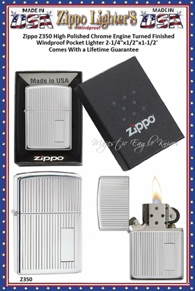 Zippo Windproof Lighter Z250 Zippo Classic High Polished Chrome Finished Windproof Pocket Lighter 2-1/4"x1/2"x1-1/2" Comes With a Lifetime Guarantee         