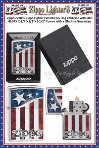 Zippo Windproof Lighter Z29095 Zippo US Flag Fusion Design High Polish Chrome Windproof Pocket Lighter 2-1/4"x1/2"x1-1/2" Comes With a Lifetime Guarantee    