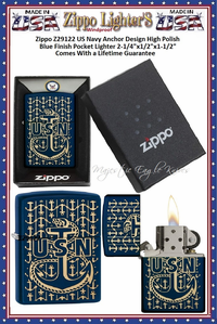 Zippo Windproof Lighter Z29122 Zippo Navy Blue Matte United States USN Anchor Design Windproof Pocket Lighter 2-1/4"x1/2"x1-1/2" Comes With a Lifetime Guarantee Zippo Windproof Lighter Z29122 Zippo Navy Blue Matte United States USN Anchor Design Windproof Pocket Lighter 2-1/4"x1/2"x1-1/2" Comes With a Lifetime Guarantee