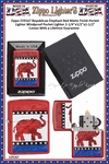 Zippo Windproof Lighter Z29167 Zippo Republican Elephant Red Matte Finish Windproof Pocket Lighter 2-1/4"x1/2"x1-1/2" Comes With a Lifetime Guarantee 
