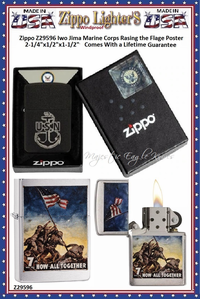Zippo Windproof Lighter Z29596 Zippo Iwo Jima Marine Corps Rasing the Flage Poster Windproof Pocket Lighter 2-1/4"x1/2"x1-1/2" Comes With a Lifetime Guarantee Zippo Windproof Lighter Z29596 Zippo Iwo Jima Marine Corps Rasing the Flage Poster Windproof Pocket Lighter 2-1/4"x1/2"x1-1/2" Comes With a Lifetime Guarantee
