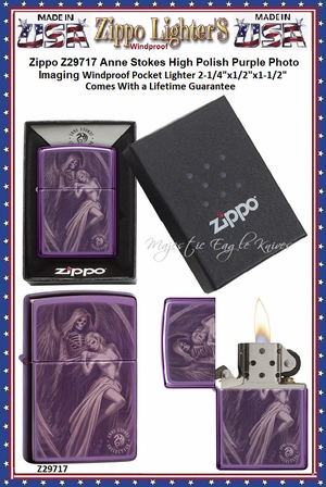 Zippo Windproof Lighter Z29717 Zippo Anne Stokes High Polish Purple Photo Imaging Windproof Pocket Lighter 2-1/4"x1/2"x1-1/2" Comes With a Lifetime Guarantee Zippo Windproof Lighter Z29717 Zippo Anne Stokes High Polish Purple Photo Imaging Windproof Pocket Lighter 2-1/4"x1/2"x1-1/2" Comes With a Lifetime Guarantee