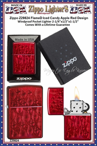 Zippo Windproof Lighter Z29824 Zippo Flamed Iced Candy Apple Red Design Windproof Pocket Lighter 2-1/4"x1/2"x1-1/2" Comes With a Lifetime Guarantee Zippo Windproof Lighter Z29824 Zippo Flamed Iced Candy Apple Red Design Windproof Pocket Lighter 2-1/4"x1/2"x1-1/2" Comes With a Lifetime Guarantee