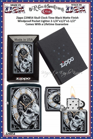 Zippo Windproof Lighter Z29854 Zippo Clock with Skull Black Matte Design Windproof Pocket Lighter 2-1/4"x1/2"x1-1/2" Comes With a Lifetime Guarantee Zippo Windproof Lighter Z29854 Zippo Clock with Skull Black Matte Design Windproof Pocket Lighter 2-1/4"x1/2"x1-1/2" Comes With a Lifetime Guarantee