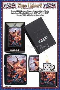 Zippo Windproof Lighter Z49097 Zippo Anne Stokes Dragon Black Matte Windproof Pocket Lighter 2-1/4"x1/2"x1-1/2" Comes With a Lifetime Guarantee Zippo Windproof Lighter Z49097 Zippo Anne Stokes Dragon Black Matte Windproof Pocket Lighter 2-1/4"x1/2"x1-1/2" Comes With a Lifetime Guarantee