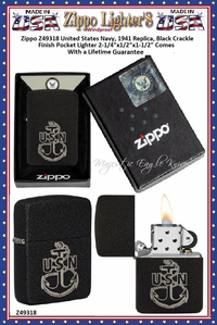 Zippo Windproof Lighter Z49318 Zippo U.S. Navy Replica Black Crackle Design Windproof Pocket Lighter 2-1/4"x1/2"x1-1/2" Comes With a Lifetime Guarantee Zippo Windproof Lighter Z49318 Zippo U.S. Navy Replica Black Crackle Design Windproof Pocket Lighter 2-1/4"x1/2"x1-1/2" Comes With a Lifetime Guarantee
