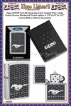 Zippo Windproof Lighter Z49328 Zippo Ford Mustang logo Color Imaged Onto a High Polish Chrome Windproof Pocket Lighter 2-1/4"x1/2"x1-1/2" Comes With a Lifetime Guarantee  