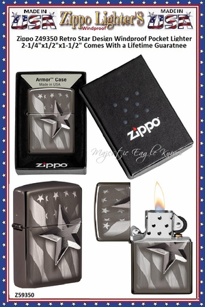 Zippo Windproof Lighter Z49350 Zippo Retro Star Design Windproof Pocket Lighter 2-1/4"x1/2"x1-1/2" Comes With a Lifetime Guarantee Zippo Windproof Lighter Z49350 Zippo Retro Star Design Windproof Pocket Lighter 2-1/4"x1/2"x1-1/2" Comes With a Lifetime Guarantee