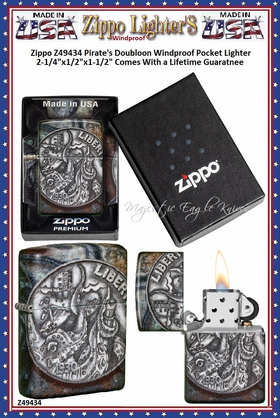 Zippo Windproof Lighter Z49434 Zippo Pirate's Doubloon Windproof Pocket Lighter 2-1/4"x1/2"x1-1/2" Comes With a Lifetime Guarantee Zippo Windproof Lighter Z49434 Zippo Pirate's Doubloon Windproof Pocket Lighter 2-1/4"x1/2"x1-1/2" Comes With a Lifetime Guarantee