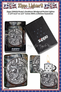 Zippo Windproof Lighter Z49434 Zippo Pirate's Doubloon Windproof Pocket Lighter 2-1/4"x1/2"x1-1/2" Comes With a Lifetime Guarantee Zippo Windproof Lighter Z49434 Zippo Pirate's Doubloon Windproof Pocket Lighter 2-1/4"x1/2"x1-1/2" Comes With a Lifetime Guarantee