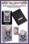 Zippo Windproof Lighter Z49521 Zippo Patriotic Red White & Blue Eagle Holding on to The Ford Logo Windproof Pocket Lighter 2-1/4"x1/2"x1-1/2" Comes With a Lifetime Guarantee 