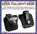 Zippo Windproof Lighter ZHDPBK ZIPPO Tuff Luv M120 Harley Davidson Genuine Made In The U.S.A. Black Leather Lighter Pouch w/Belt Loop