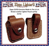 Zippo Windproof Lighter ZLPCB ZIPPO Genuine Made In The U.S.A. Brown Leather Lighter Pouch w/Belt Loop