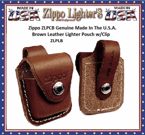Zippo Windproof Lighter ZLPCB ZIPPO Genuine Made In The U.S.A. Brown Leather Lighter Pouch w/Belt Loop