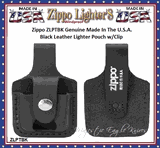 Zippo Windproof Lighter ZLPTBK ZIPPO Genuine Made In The U.S.A. Black Leather Lighter Pouch w/Belt Loop
