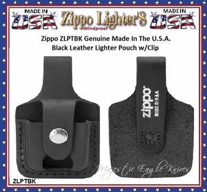 Zippo Windproof Lighter ZLPTBK ZIPPO Genuine Made In The U.S.A. Black Leather Lighter Pouch w/Belt Loop