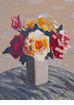 Still Life Of Red Roses In Grey Vase<br><SMALL>(B001331)