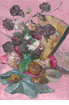 Floral and Fruit Still Life with Fan and Pink Background<br><small>Wladimir de Terlikowski